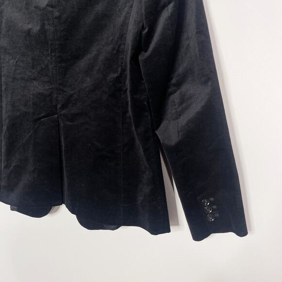 Banana Republic Womens Size 4 Black Velvet Long and Lean Blazer Single Button - Picture 6 of 14